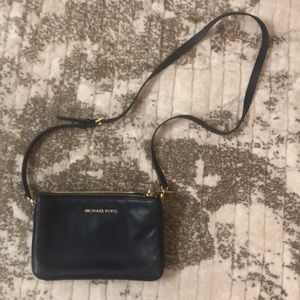 Michael Kors Navy Leather Crossbody Bag with Gold Hardware